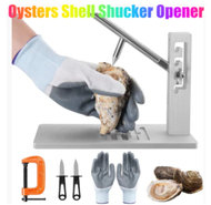 Oysters Shell Shucker Opener Kit with Oyster Shucking Knife Glove and Clamp Clam Opener Machine