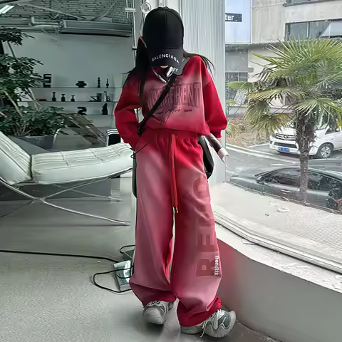 Spring/Autum kids Girls Clothes Suit Child o-neck letters sweatshirt t-shirt top and bottom pant Tra