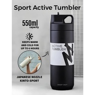 550ml Sport Tumbler Japanese Style Nozzle Thermos Mug Portable 304 Stainless Steel Bottle with Straw