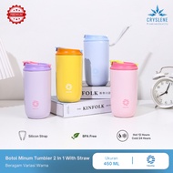 450ml Stainless Steel Tumbler Drinking Bottle With 2 In 1 Cap With Straw Silicon Strap Fj Bottle By 