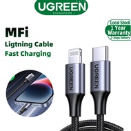 (Certified by Apple) UGREEN MFI PD 20W Charger USB C Type-C to Lightning Cable Nylon Braided Fast Charger Data Sync Comp