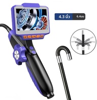 360 °   2-Way Articulating Endoscope 4.3 นิ้วตรวจสอบกล้อง Borescope 6.4 มม.HD 1080P กล้องงูสําหรับยา