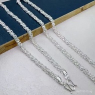 Sterling Silver  Silver Versatile Embryo Dragon Bone Chain Printed Double Faucet Thick Style999Neckl