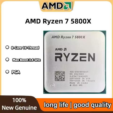 AMD Ryzen 7 5800X Desktop Processor 3.8 GHz 8-Cores 16-Threads AM4 Socket CPU Up to 4.7 GHz 3200 MT/