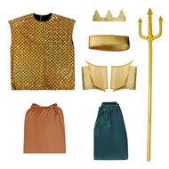 Kids Golden Greek Mythology God King Of The Sea Halloween Costume Poseidon Costume For Boys