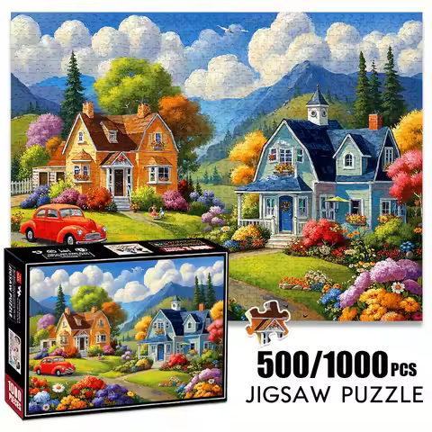 1000pcs Adult Puzzle - 500pcs Paper Puzzle - Large Size 27.56x19.69inch - Country Villa Garden Lands