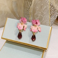 France Les Nereides Iris Series Pink Flower Gradient Star Diamond Purple Diamond Earrings Earrings E