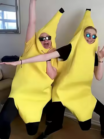Unisex Funny Banana Cosplay Costume Suit Yellow Halloween Fruit Fancy Party Festival Dance Dress Cos