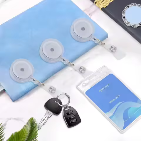 1Pc Transparent Bagde Reel Office Accessories Working Permit Clip ID Pass Work Card Cover Clip Badge