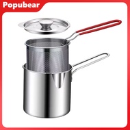 Stainless Steel Frying Pan Small Frying Pan Built-in Filter Basket Versatile Cooking Pot for Frying 