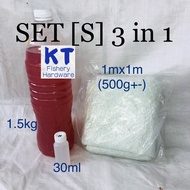 [SET S] 3in1 Fiberglass EMC450 Resin Hardener Polyster Resin Glass Fiber Gam Fiber Kain Fiber