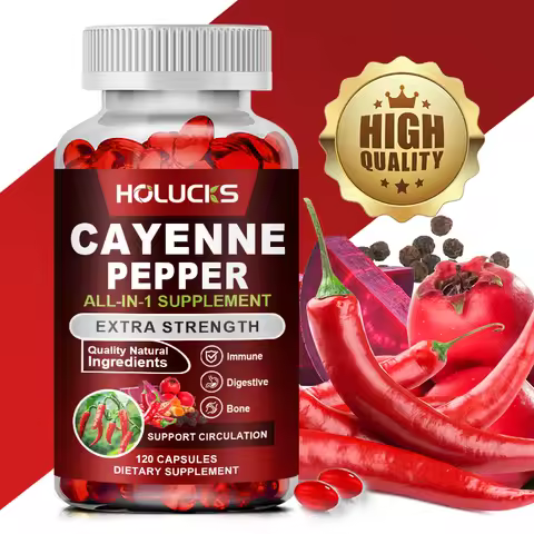 Cayenne Pepper Capsules, with Vitamin D3 K2, Blood Circulation, Promote Digestion, Boost Metabolism,