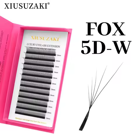 XIUSUZAKI Fox 5D W Shape Eyelashes Extensions Matte Black Natural Three layers 5DW False Lashes Prem