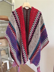 Pouie | Boho Knit Shawl for Summer Outfit