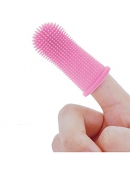 1只 寵物牙刷,三色寵物矽膠手指刷,360度清潔寵物口腔,寵物口腔清潔,狗指套牙刷