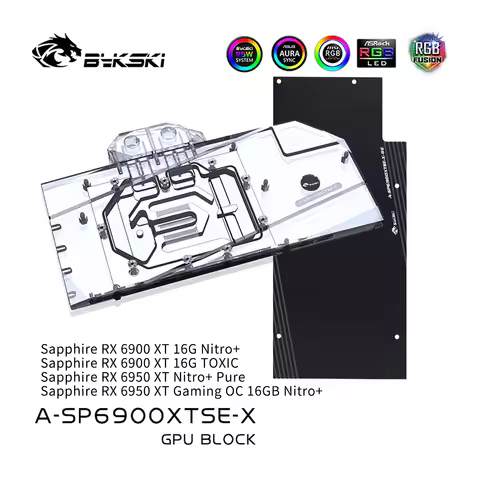 Bykski GPU Block For Sapphire RX6900XT 16G TOXIC / RX6950XT Nitro + Pure / Gaming OC 16GB , Video Ca