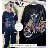 JUMBO XXL T-SHIRT WOMEN'S CLOTHES WOMEN'S LONG-SLEEVED T-SHIRT BLACK BIKE VESPA MOTIF