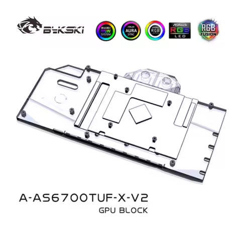 Bykski A-AS6700TUF-X-V2 GPU Water Block for ASUS ROG STRIX Radeon RX 6750 XT O12G Card / Copper Cool