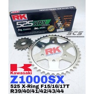 RK Sprocket Set Kawasaki Z1000SX GB KRX X-Ring Black Gold Chain Rantai XRing 525 Z1000 SX Gear Acces