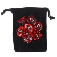 【Flash Sale】Colour 7 piece polyhedral set cloud drop translucent teal rpg dnd with dice bag