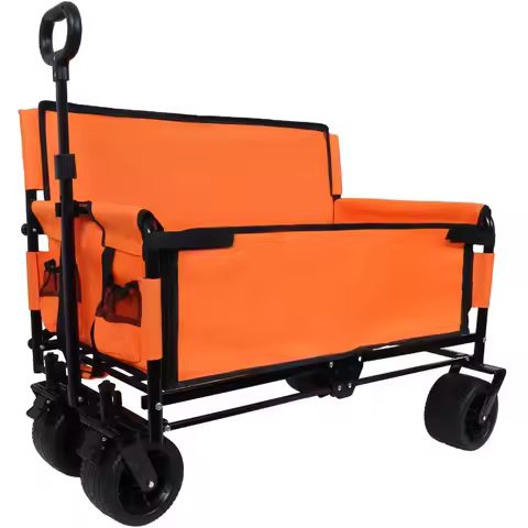 3-in-1 Convertible Folding Wagon Cart with Bench Seat and Storage - 500lbs Heavy-Duty Utility Wagon 