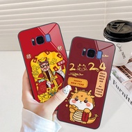 Samsung S8 / S8 Plus / S8+ Glass Case with lucky dragon shape lucky moneyCNY