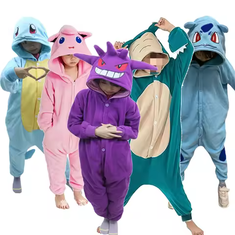 TAKARA TOMY Pokemon Pijama Jigglypuff Pikachu Gengar Snorlax Onesie Kigurumi Kids Cosplay Charmander