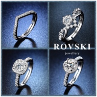 ROVSKI Fashion Korean Jewelry Stok Sedia 50 Rekaan Cincin Perak 925 Asli Adjustable Ring Cincin Berlian Wanita