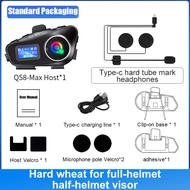 Q58-Max หมวกกันน็อคมอเตอร์ไซค์ชุดหูฟังบลูทูธจอแสดงผล LCD พร้อมไฟฉาย2ผู้ขับขี่500M อินเตอร์โฟน【ส่งเดี