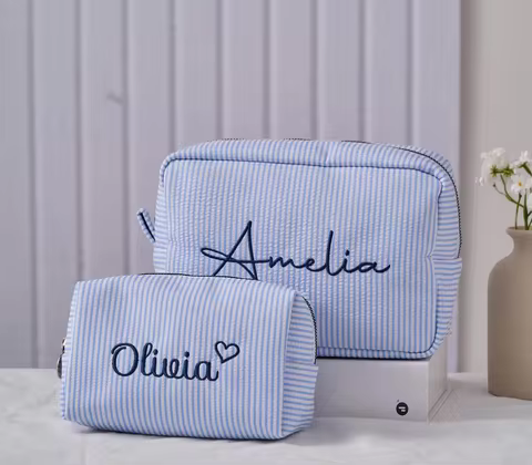 Custom Monogrammed Toiletry Bag Makeup bag Bridesmaid gifts Personalized Travel Makeup Bag Large Cap