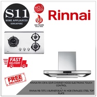RINNAI RH-C91A-SSVR CHIMNEY HOOD ELECTRONIC TOUCH CONTROL  +  RINNAI RB-73TS 3 BURNER BUILT-IN HOB STAINLESS STEEL TOP PLATE