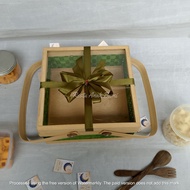 HIJAU (R25) (Ramadhan Series) Transparent Green Food Container measuring 20cm, 25cm & Ribbon | Woven
