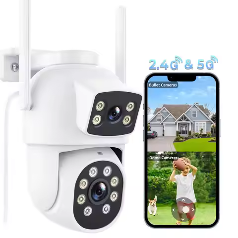 PTZ Wifi IP Camera Dual Lens 10MP AI Human Detect ONVIF 5K 2.4G/5G WIFI Surveillance CCTV Cameras Se