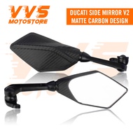 Ducati Side Mirror v2 Matte Carbon Design Universal Ultra Clear White Lens Ahrs Racing Products