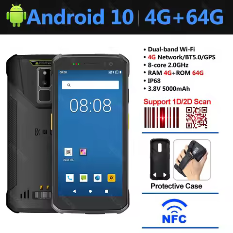 iData T1 Android 10 Terminal PDA with 1D/2D Scanner 4G+64G TouchScreen Protective Case Data Collctor