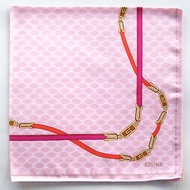 Celine Vintage Handkerchief Logo Monogram Belt Pink 22.5 x 22.5 inches