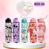 800ml Cute Sanrio Water Bottle with Handle and Straw for Kids and Teens - Water Bottles, Drinkware K