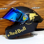 Helm Full Face KYT TT-Course Plain Matt Black Hitam Doff Paket Ganteng Redbull  Original