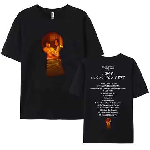 Women Clothing I Said I Love You First Album 2025 T-shirt Selena Gomez & Benny Blanco Singer Print T