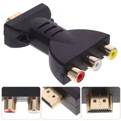 3 Rca Male Rgb Color Difference Component Video Audio Adapter Full Hd 720P 1080I 1080P Compatible wi