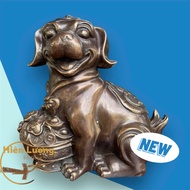 Statue of Dog Holding a Gold Bar of Fortune, I engraved with the word Phuc in Hun color, 13cm high, 