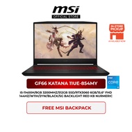 MSI Katana GF66 11UE-854MY (I5-11400H/8GB 3200MHZ/512GB SSD/RTX3060 6GB/15.6" FHD 144HZ/W11H/2YW/BLACK + Backpack )