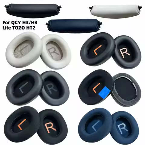 Replacement Protein Leather Earpads for QCY H3 H3 Lite TOZO HT2 Cooling Gel Ear Cushions Headband Pa