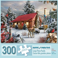 Bits and Pieces - 300 Large Piece Jigsaw Puzzle for Adults - New Friends - 300 pc Snowy Winter Scene