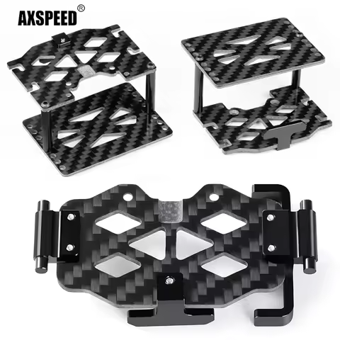 AXSPEED Carbon Fiber&Aluminum Battery Tray /Double Layer ESC Mounting Plate for TRX4M TRX4-M 1/18 RC