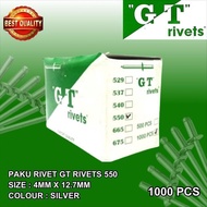 GT 550 Aluminum Rivet Nails Size 4mm x 12.7mm, contents 1000 pcs Silver