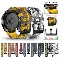 22mm 26mm Camouflage Band Silicone Easy Replace Quick Release Strap For Garmin Fenix 7 7X 6 6X Pro 5 5X Plus 3 HR 2 Enduro Quaitx 7 Pro 7X 5 3