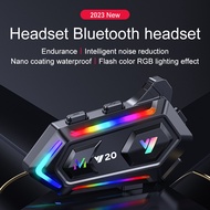 Y20 Bluetooth 5.3 Motorcycle Helmet Headset RGB Dazzling Light Wireless Hands Free Call Headphones