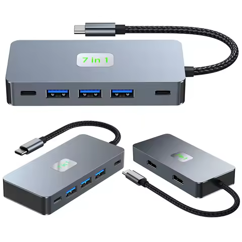 7 in 1 USB C Docking Station Dual HDMI-Compatible Monitor PD 100W Dual HDMI-Compatible 4K Docking St