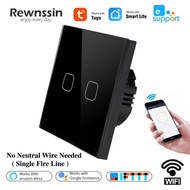 Rewnssin Single Fire Line WiFi Touch Switch Ewelink Tuya Smart Life No Neutral Wire Needed 1 2 3 Gang 1Way Waterproof Sw